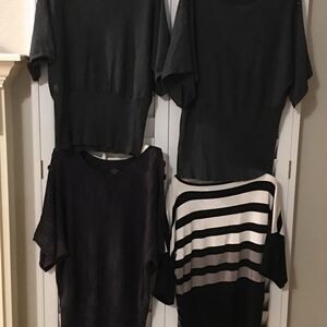 Chic Black and Striped Tops Set
